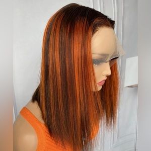 13*4*1 T-Part Lace 200% Density Short Straight Human Hair Wig 12 inch